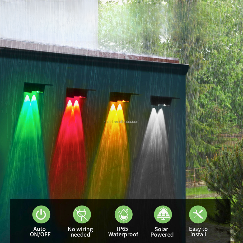 Lumen Super Bright RGB LED Solar Wall Light (Set of 2)