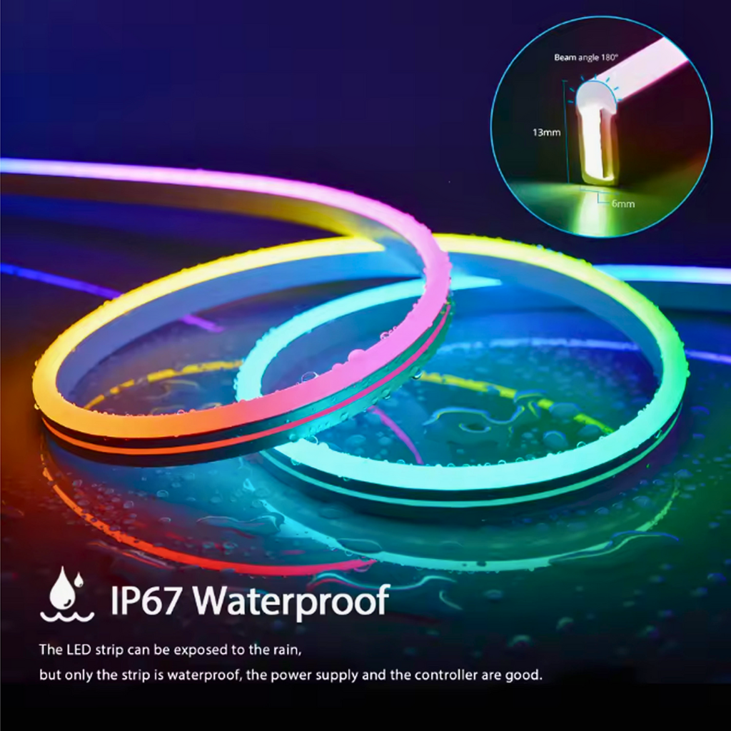 Lumen NeonWave 5m Single Color LED Strip Light – Warm/Cool White, Flexible Neon Accent Light