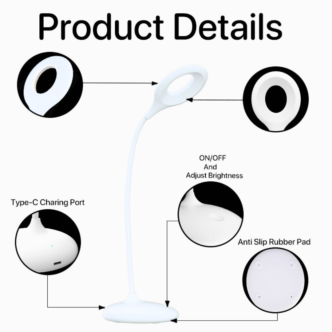 Lumen Touch Minimalist Desk Lamp – Rechargeable LED, USB Charging, Portable Light